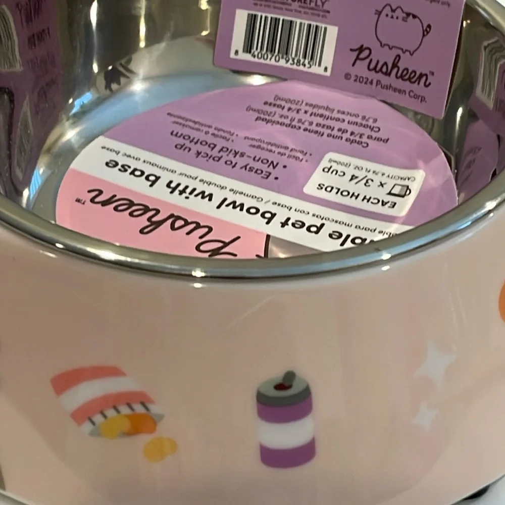 New Pusheen Snack Themed Double Pet Bowl with Base by Culturefly